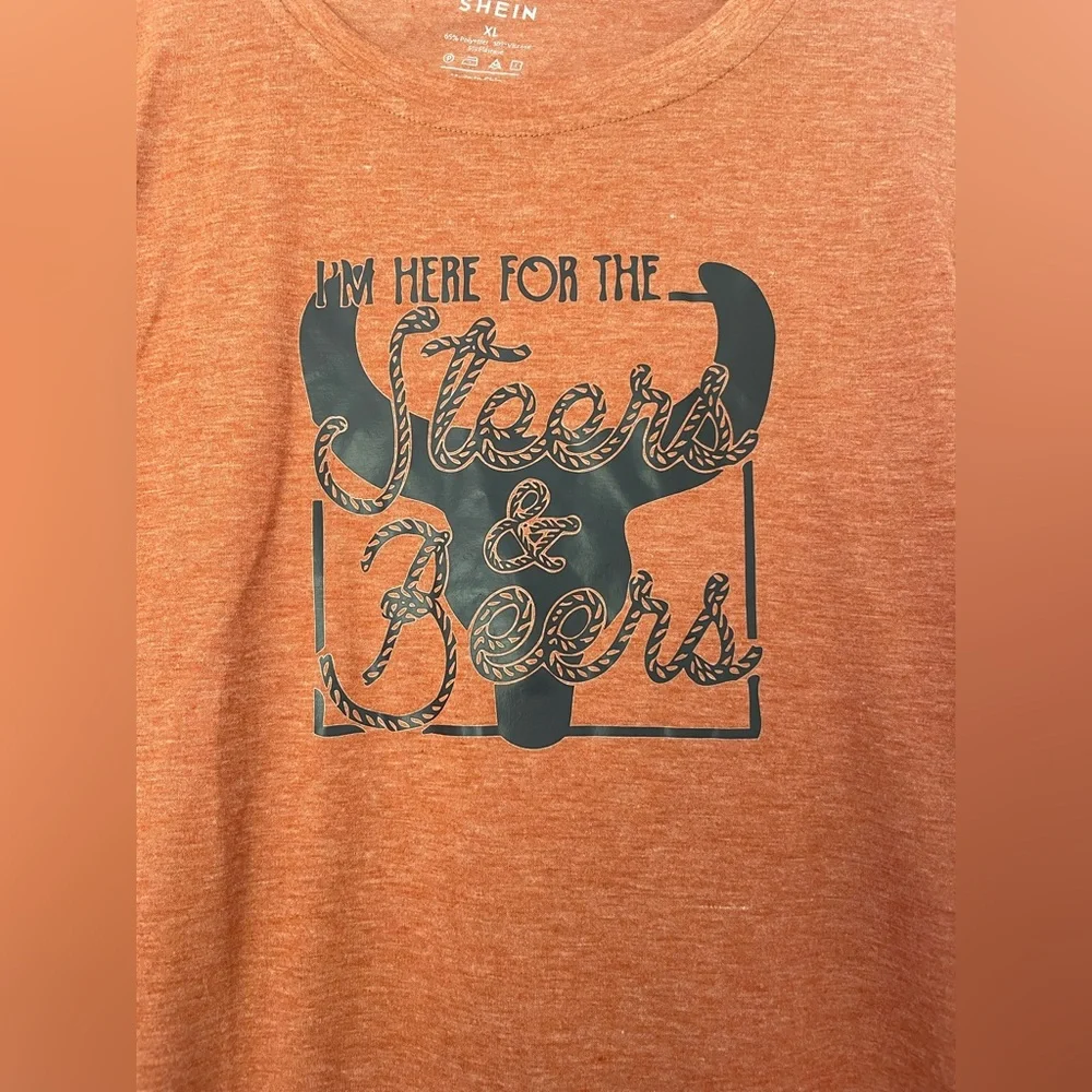 SHEIN- Rust Orange- Steer Tshirt- Size XL
